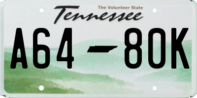 TN license plate A6480K