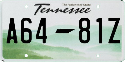 TN license plate A6481Z