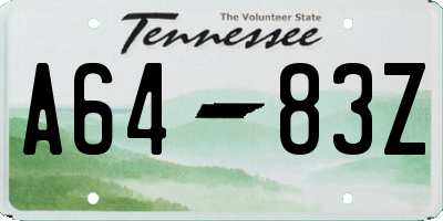 TN license plate A6483Z