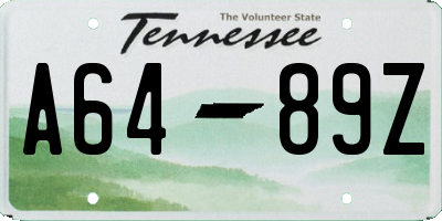 TN license plate A6489Z