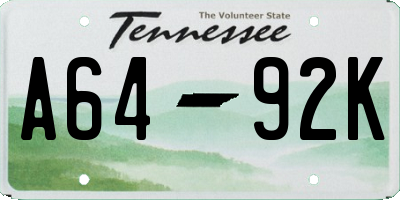 TN license plate A6492K