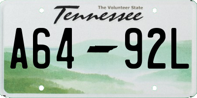TN license plate A6492L