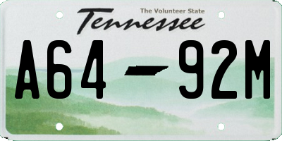TN license plate A6492M