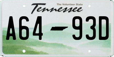 TN license plate A6493D