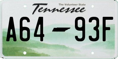 TN license plate A6493F