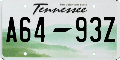 TN license plate A6493Z
