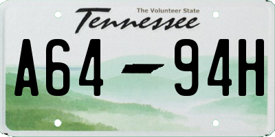 TN license plate A6494H