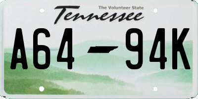 TN license plate A6494K