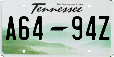 TN license plate A6494Z