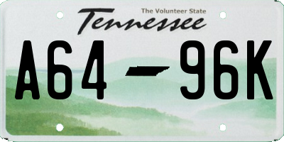TN license plate A6496K