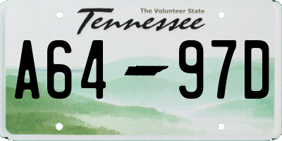 TN license plate A6497D