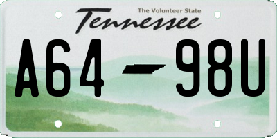TN license plate A6498U