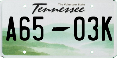 TN license plate A6503K