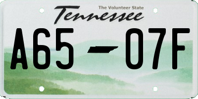 TN license plate A6507F