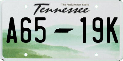TN license plate A6519K