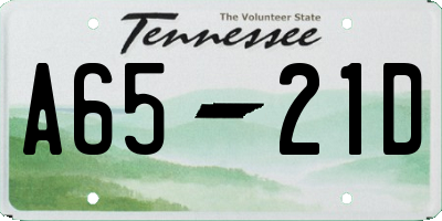 TN license plate A6521D
