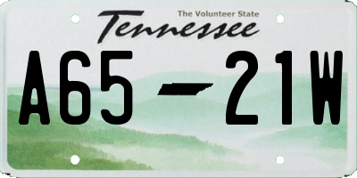 TN license plate A6521W