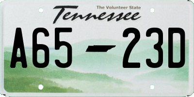 TN license plate A6523D