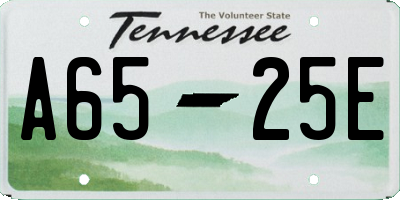 TN license plate A6525E