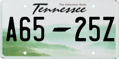 TN license plate A6525Z