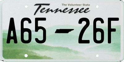 TN license plate A6526F