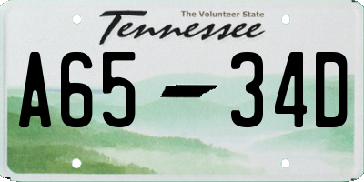 TN license plate A6534D