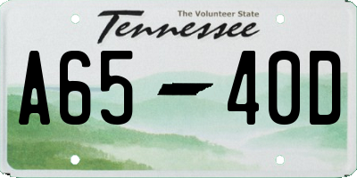 TN license plate A6540D