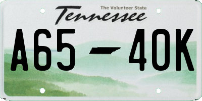 TN license plate A6540K