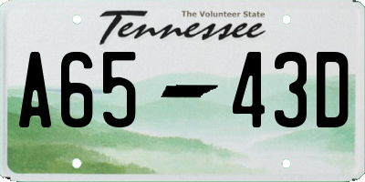 TN license plate A6543D