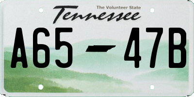 TN license plate A6547B
