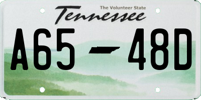 TN license plate A6548D