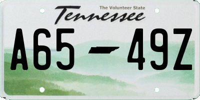 TN license plate A6549Z