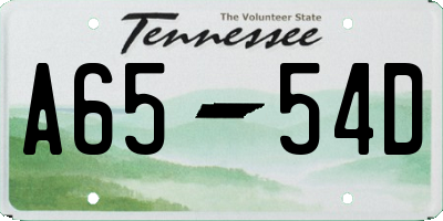 TN license plate A6554D