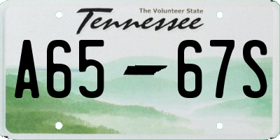 TN license plate A6567S