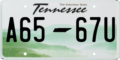 TN license plate A6567U