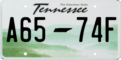 TN license plate A6574F