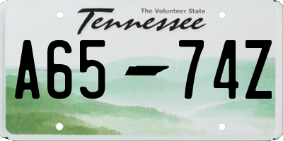 TN license plate A6574Z