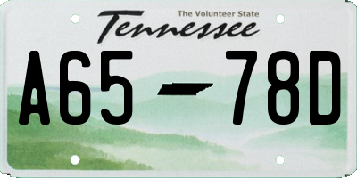 TN license plate A6578D