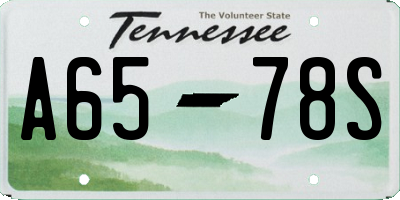 TN license plate A6578S