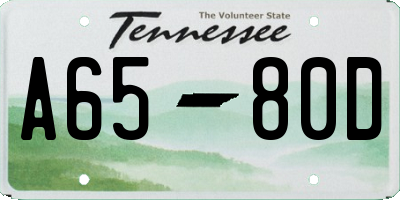 TN license plate A6580D