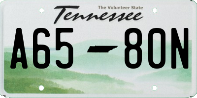 TN license plate A6580N