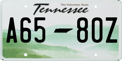 TN license plate A6580Z