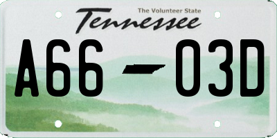 TN license plate A6603D