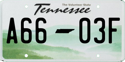 TN license plate A6603F
