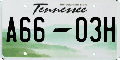 TN license plate A6603H
