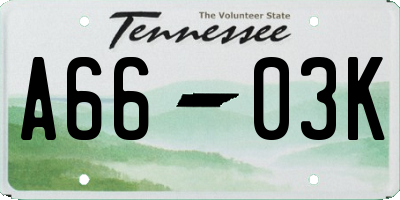 TN license plate A6603K