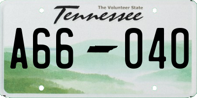 TN license plate A6604O