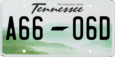 TN license plate A6606D