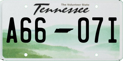 TN license plate A6607I