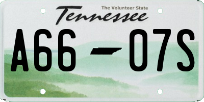 TN license plate A6607S